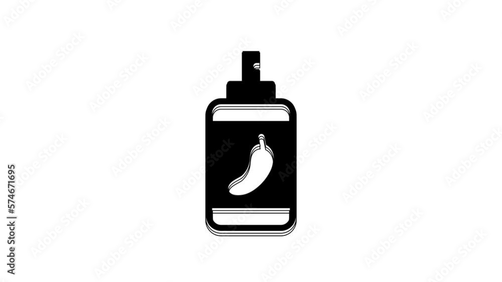 Black Pepper spray icon isolated on white background. OC gas. Capsicum self defense aerosol. 4K Video motion graphic animation Black Pepper spray icon isolated on white background. OC gas. Capsicum self defense aerosol. 4K Video motion graphic animation