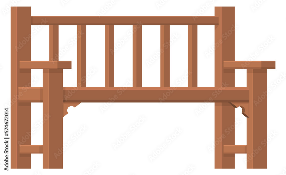 Wooden bench icon. Outdoor seat. Park furniture Wooden bench icon. Outdoor seat. Park furniture