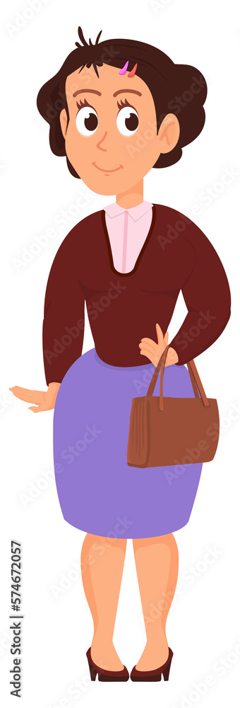 Woman in formal outfit. Young happy female character Woman in formal outfit. Young happy female character