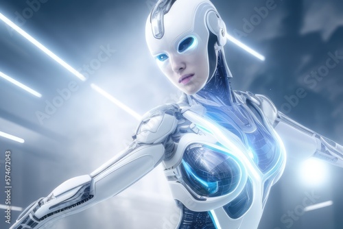 White AI Robot: A Futuristic and Modern Bot for Technology and Innovation Concept Design