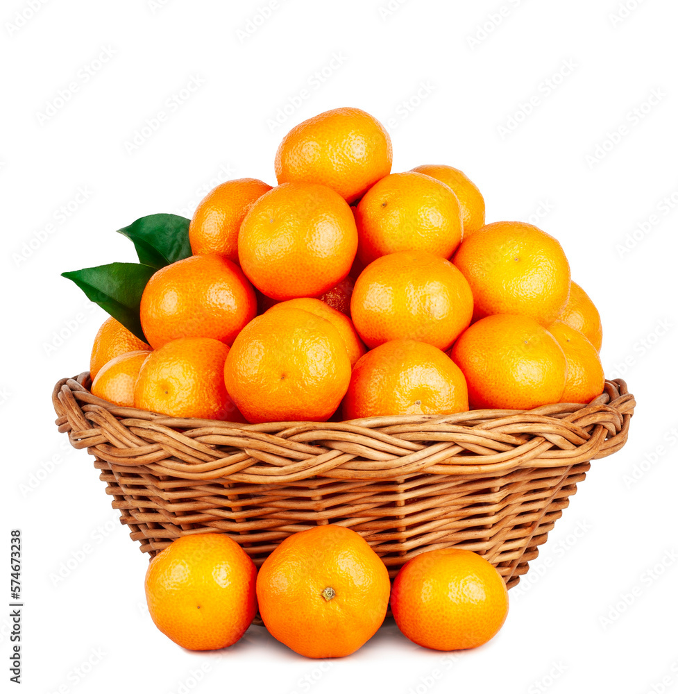 Fresh tangerine basket isolated on a white background Fresh tangerine basket isolated on a white background