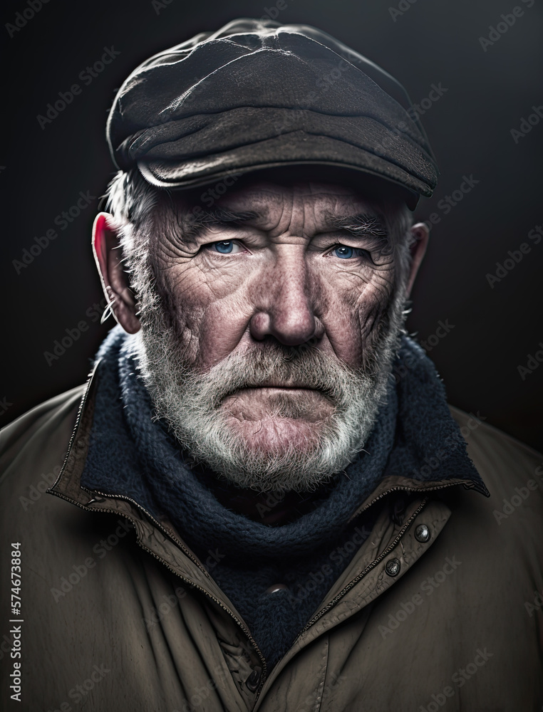 Fisherman Portrait looking into the camera-close up-Generative AI Fisherman Portrait looking into the camera-close up-Generative AI