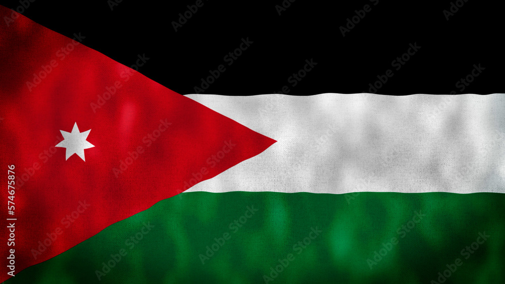 National flag of Jordan waving original size and colors 4k 2D