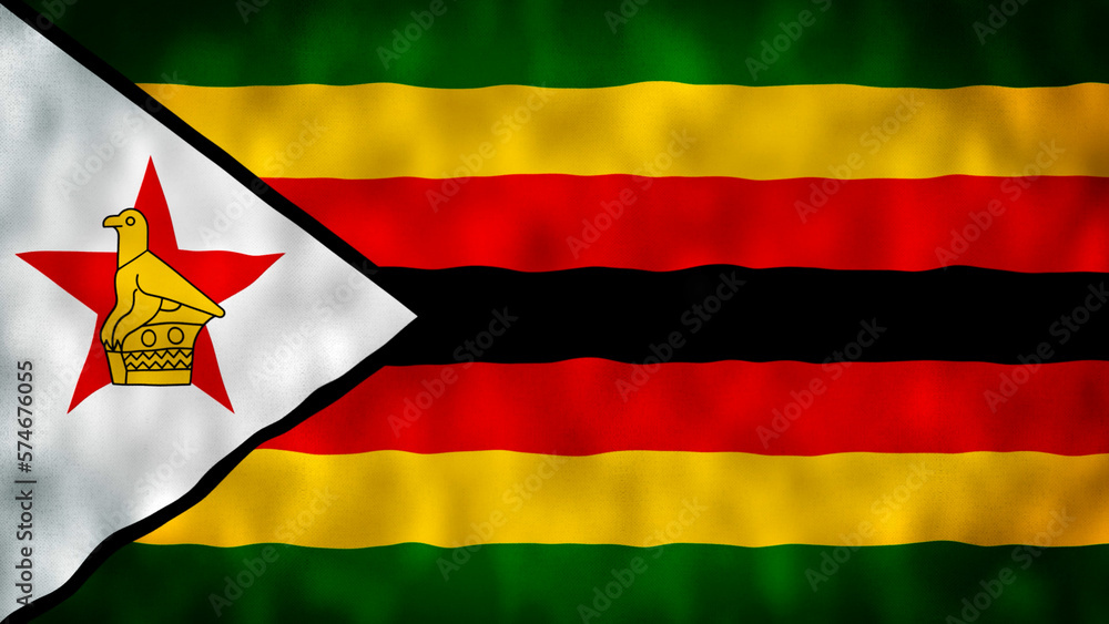 Flag of Zimbabwe illustration. Harare, Zimbabwe illustration. Flag of Zimbabwe. High quality 4K illustration. - obrazy, fototapety, plakaty 