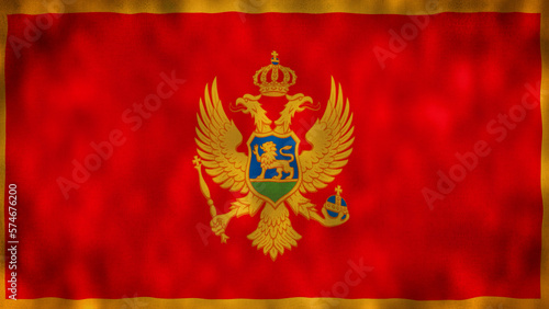 Flag of Montenegro. Podgorica, Montenegro