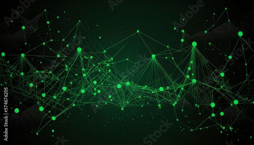 Abstract Geometric Line and Point Connections for Green Background