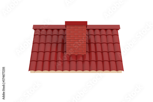 Red Tile Roof. 3d Rendering