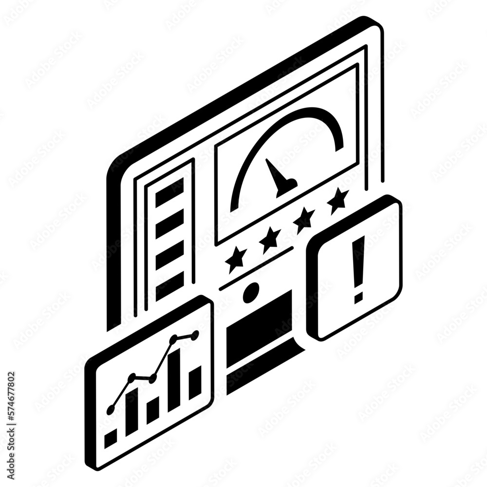 Poor Credit Rating Vector isometric outline Icon Design , Business Finance Symbol, Treasury and Capital Budget Sign, Financial Planning, Analysis and Control stock illustration, Problem in Performance