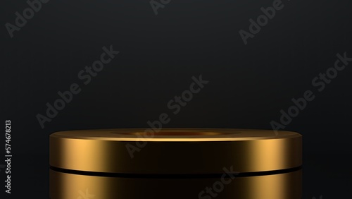 Gold and black simple Cylinder stage abstract, dramatic, modern and high -quality graphic design element material