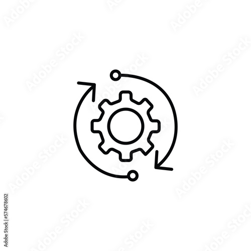 Rotation arrows and gear outline icon. linear style sign for mobile concept and web design. Update Settings, preferences simple line vector icon. Symbol, logo illustration. Pixel perfect vector