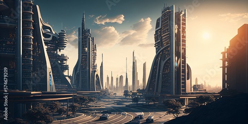 Future City,digital illustration generative AI..