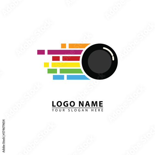 camera eye colorful vector logo icon.