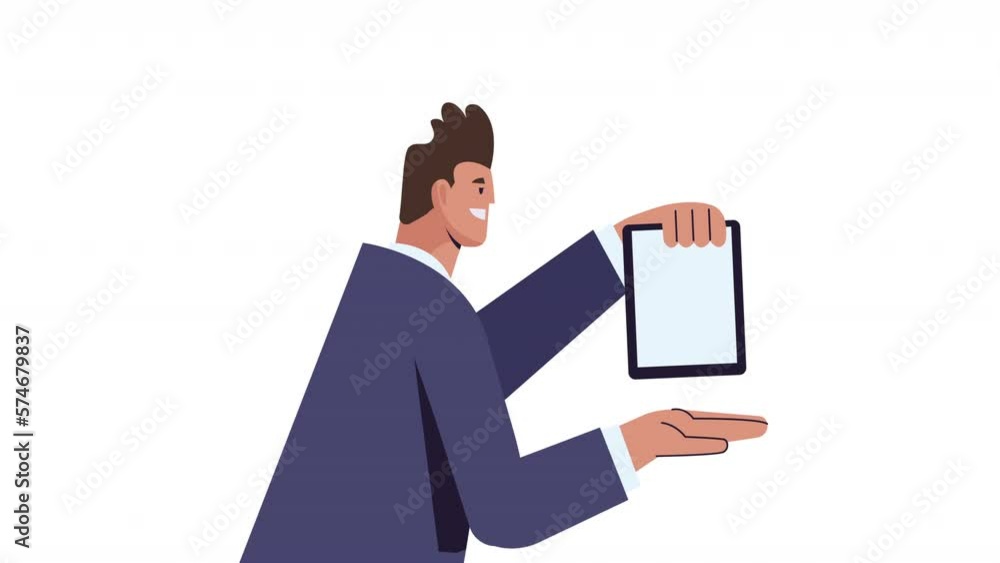 young man with tablet animation young man with tablet animation