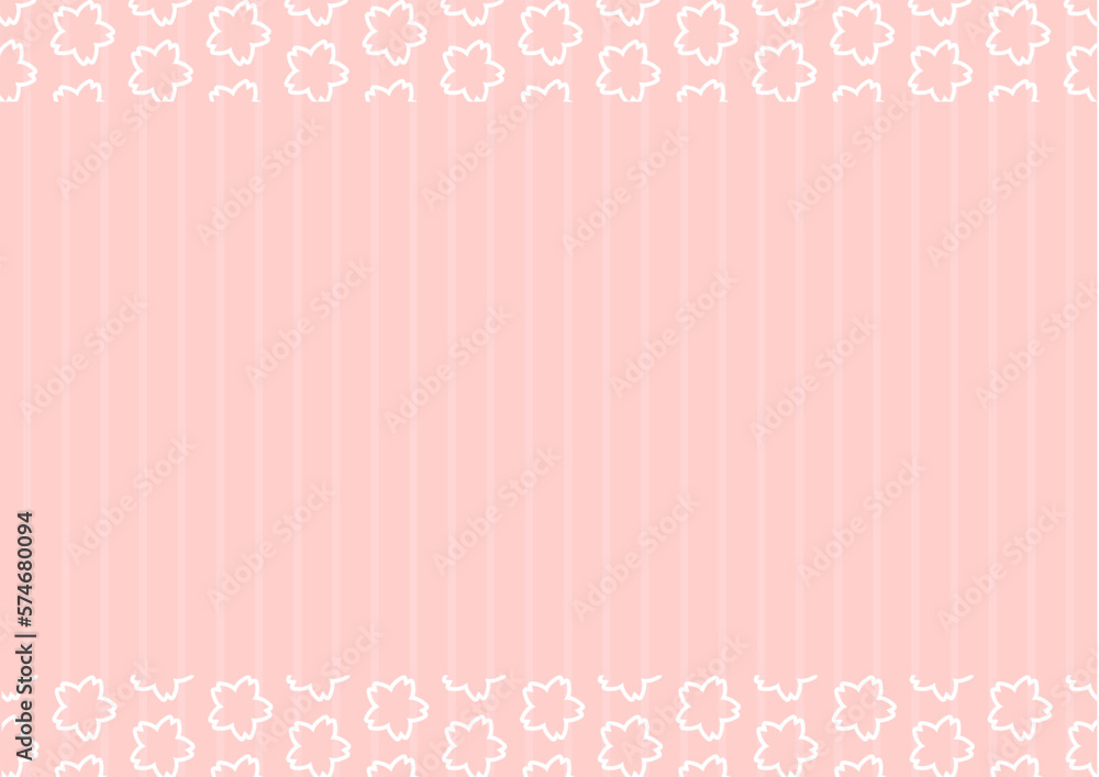 背景　ストライプと桜の枠　ピンク