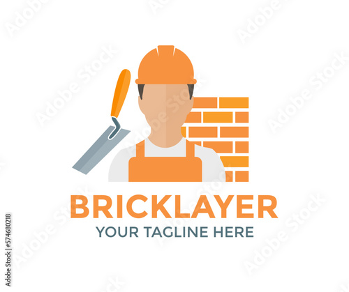 Hard working professional  Bricklayer man logo design. Person Profile, Avatar Symbol, Male people icon. Male professional construction mason worker bricklayer  vector design and illustration.

