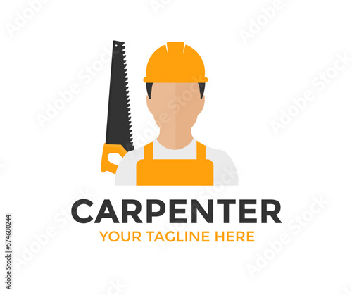 Hard-working professional Carpenter logo design. Person Profile, Avatar Symbol, Male people icon. Male professional carpenter worker vector design and illustration.

