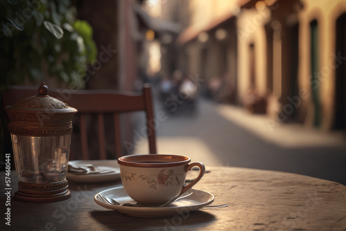 Coffee in a street cafe - Generative AI