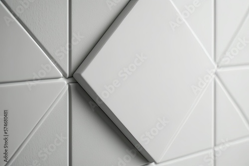 A portion of a white ceramic tile on the wall is shown up close with a fresh, clean seam. Generative AI