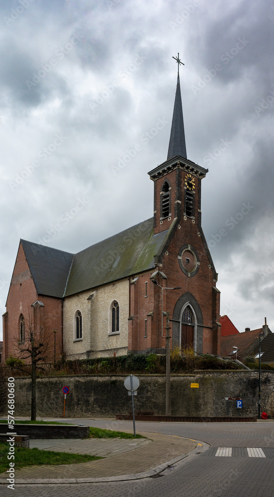 Borcht, Flemish Brabant Region -  Belgium - The small church and market place of the village