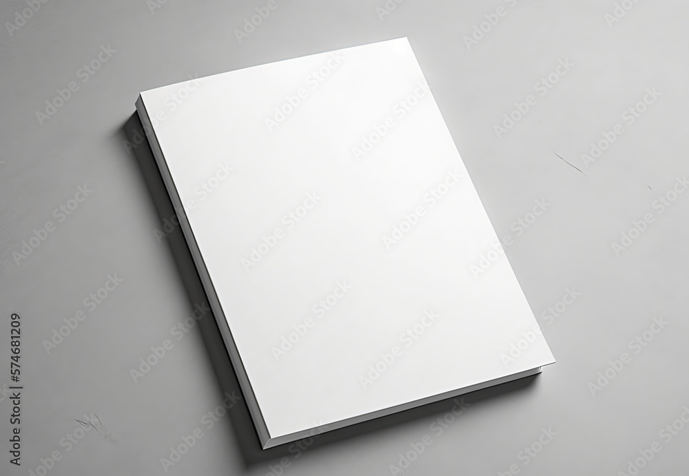 Blank A4, empty clean mockup on light grey concrete background. Generative AI. Blank A4, empty clean mockup on light grey concrete background. Generative AI.