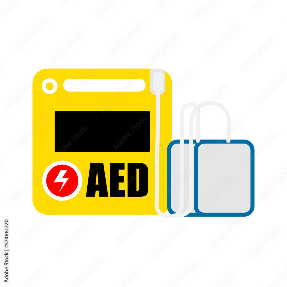 Cartoon of AED or automatic external defibrillator. Stock Vector
