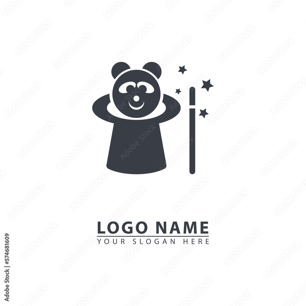 Fototapeta premium magic panda hat vector logo icon.