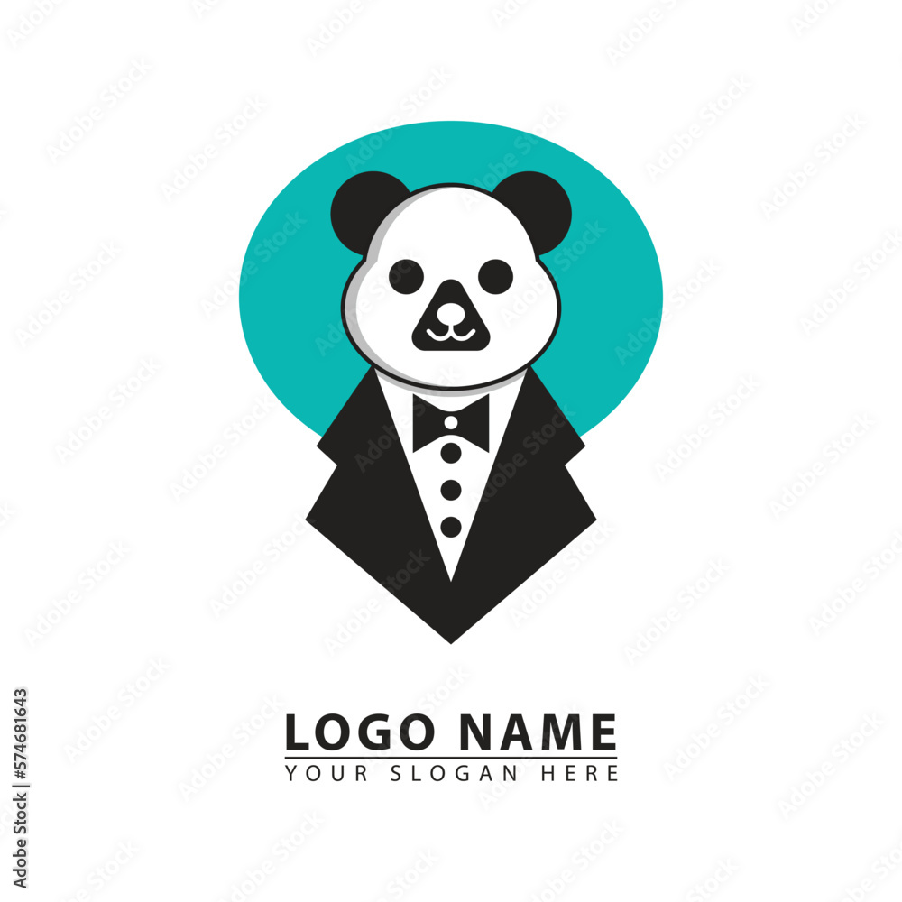 panda boss business vector logo icon. panda boss business vector logo icon.