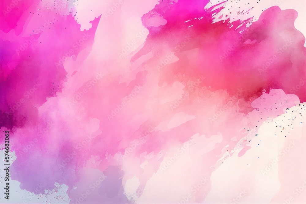 Obraz premium Pink Watercolor Background, Abstract Brush Strokes, Generative AI
