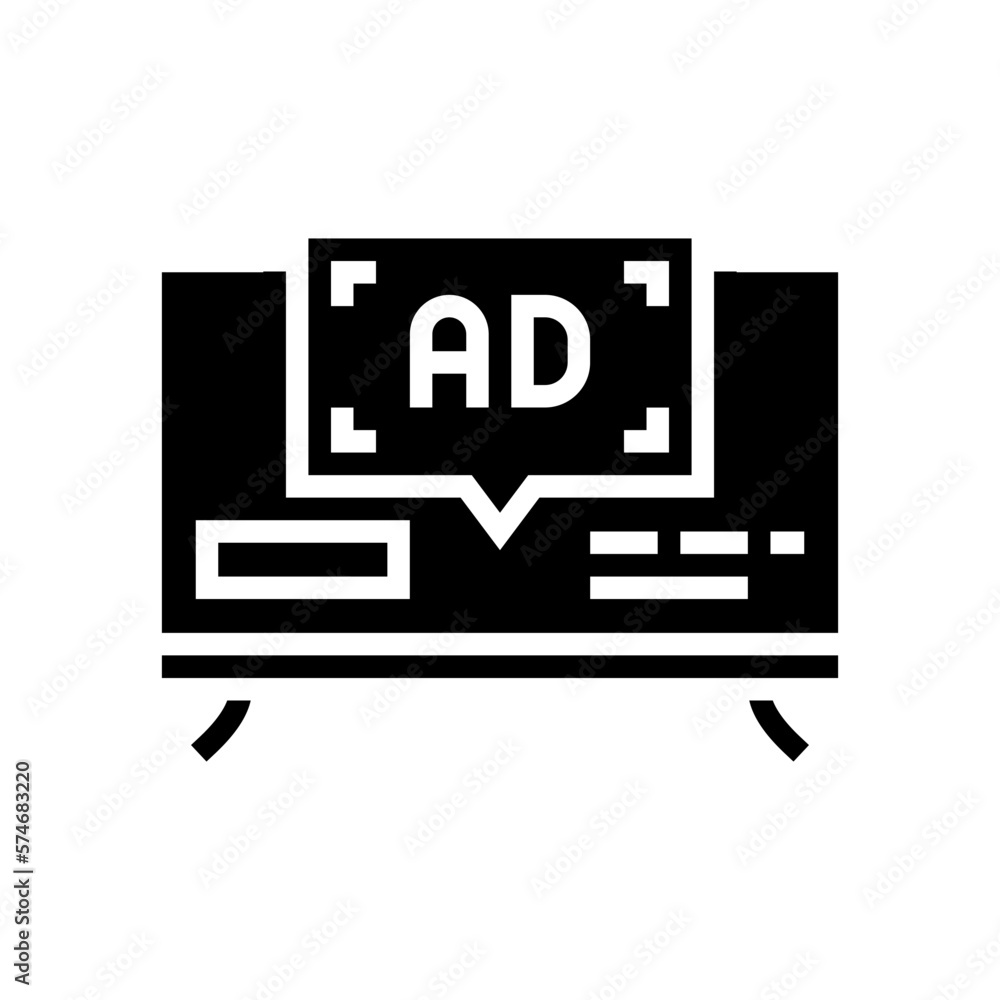 television advertising glyph icon vector illustration television advertising glyph icon vector illustration