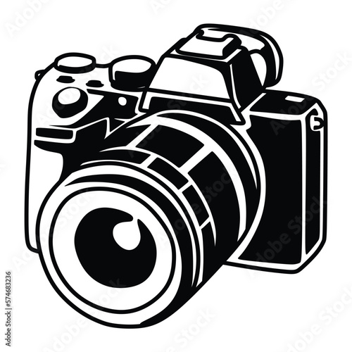 black and white line art of mirrorless camera logo