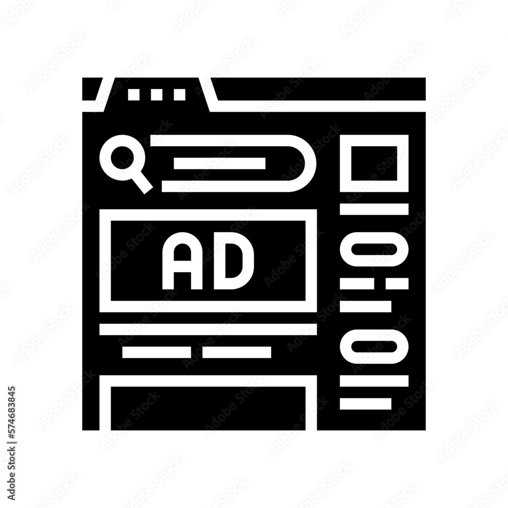 paid search advertising glyph icon vector illustration paid search advertising glyph icon vector illustration