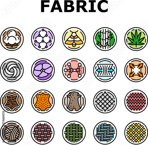 fabric cloth textile material icons set vector