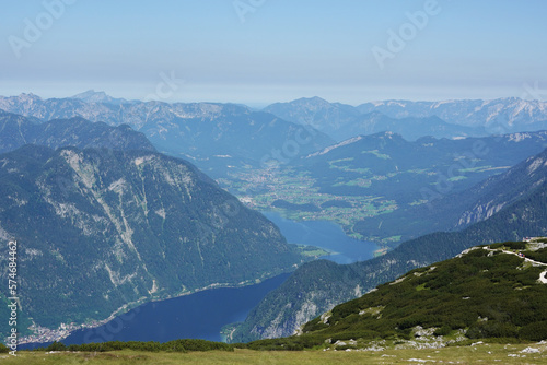 The view of Hallstatt lake from Krippenstein mountain, Hallstatt, Austria 