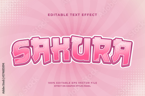 decorative editable sakura text effect vector design