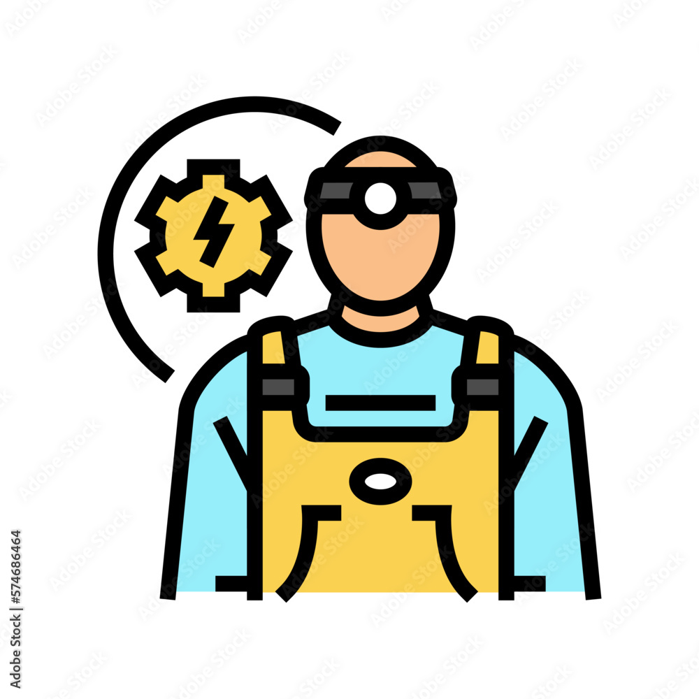 maintenance electrician repair worker color icon vector illustration