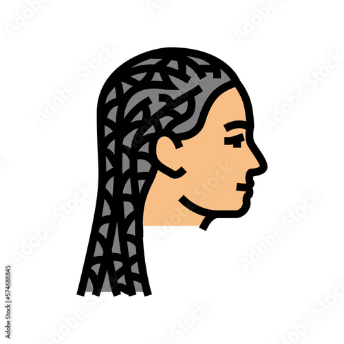 cornrows hairstyle female color icon vector illustration