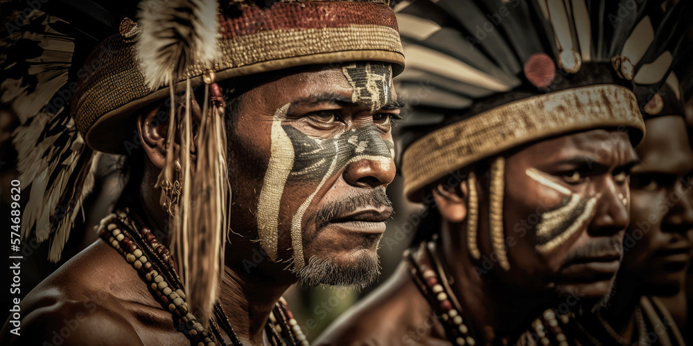 Indigenous people from the Amazon in traditional dress - Generative AI ...