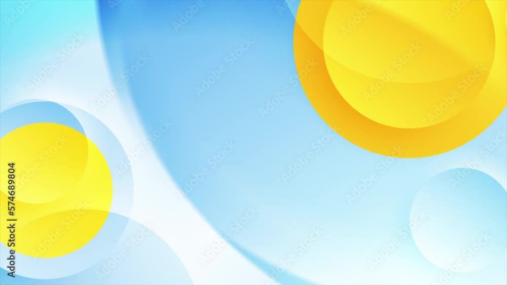 Blue waves and yellow glossy circles abstract geometric background. Seamless looping motion design. Video animation Ultra HD 4K 3840x2160 Blue waves and yellow glossy circles abstract geometric background. Seamless looping motion design. Video animation Ultra HD 4K 3840x2160
