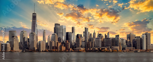 Wallpaper Mural Amazing panoramic view of New York City skyline and skyscraper at sunset. Beautiful view of downtown Manhattan Torontodigital.ca