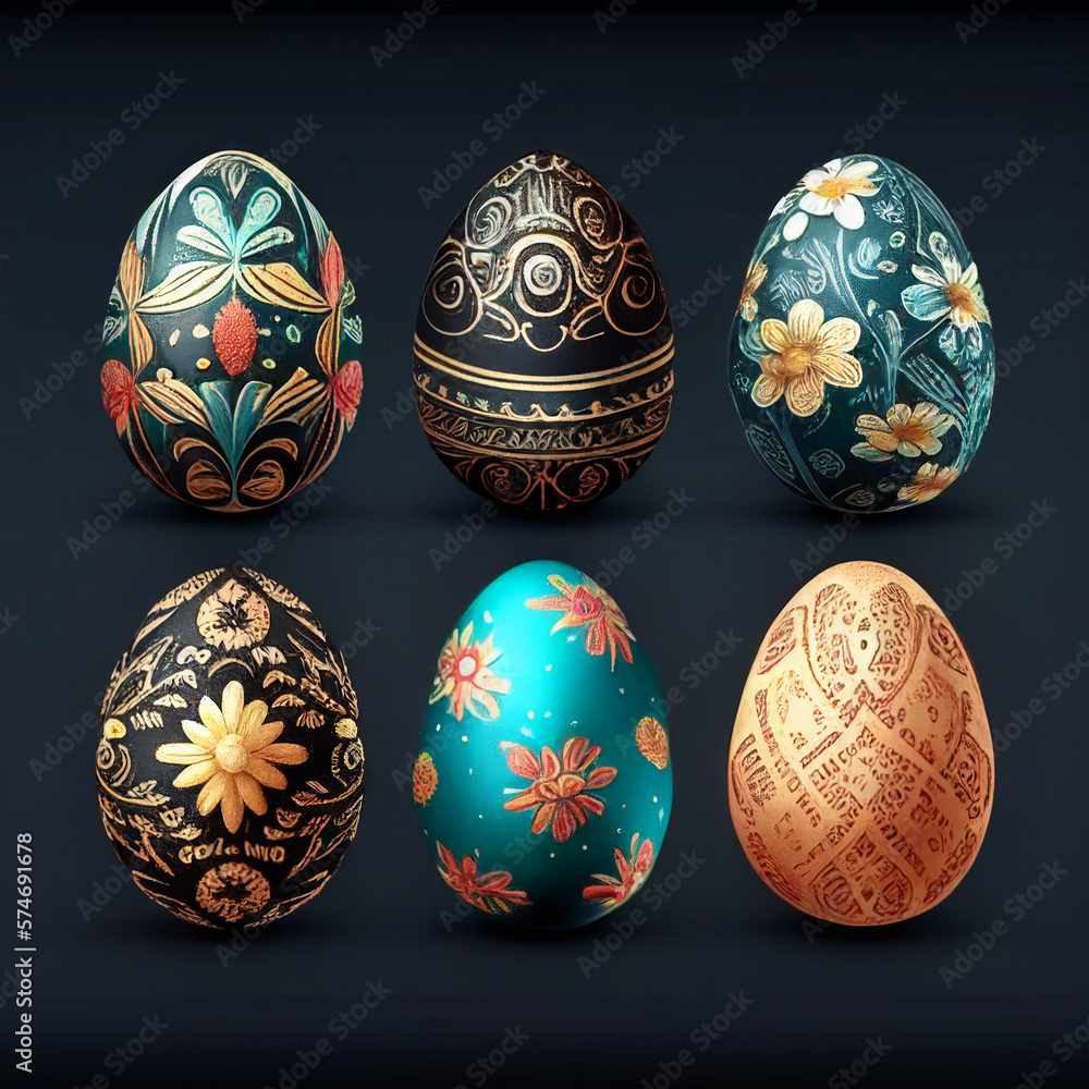 Set of colorful easter eggs