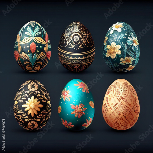 Obraz na płótnie Set of colorful easter eggs w salonie