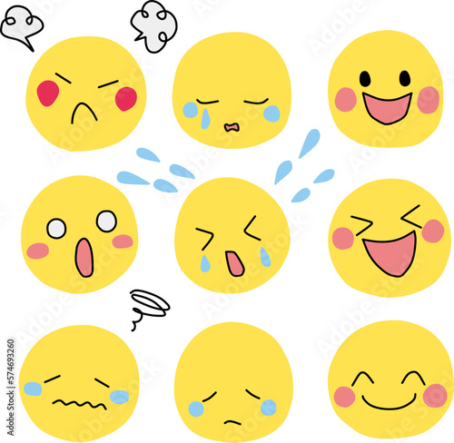 いろいろな表情のアイコン風カラーイラストセット