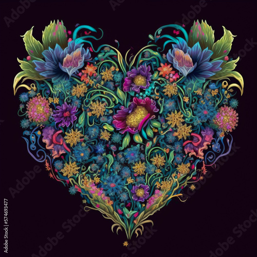 Flower Design Heart Shaped, Generative AI, Generative, AI © dan