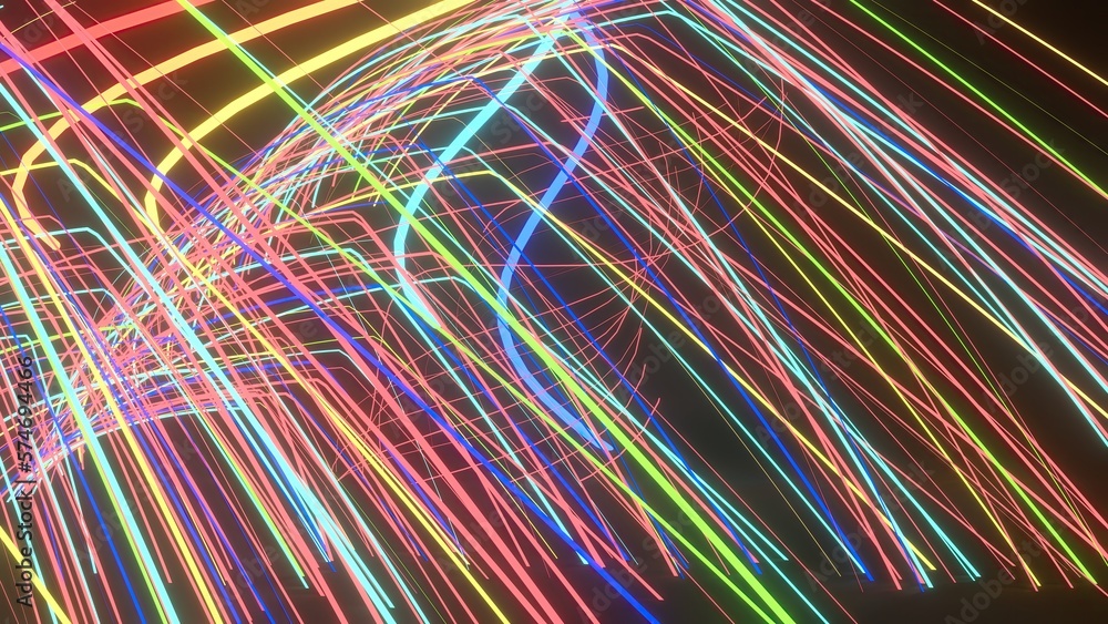 Rainbow -colored light -fledged neon -signed neon sign abstract, dramatic, modern and luxurious 3D Rendering Graphic Design Element Material Rainbow -colored light -fledged neon -signed neon sign abstract, dramatic, modern and luxurious 3D Rendering Graphic Design Element Material