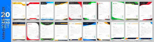 set of 20 Letterhead Bundle mega collection, Letterhead template set,  Corporate business letter head design template set with unique shape. business letterhead bundle.