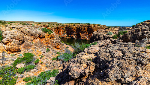 panorama of yardie creek in cape range national park, western australia; unique canyon in australian outback near exmouth