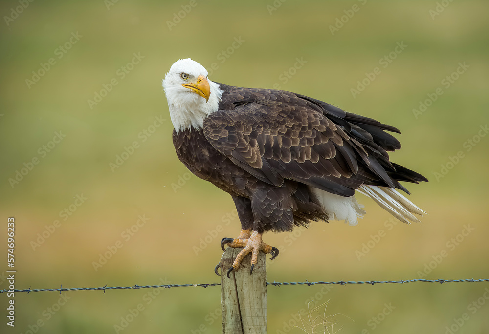 Obraz premium Bald Eagle on a fencepost