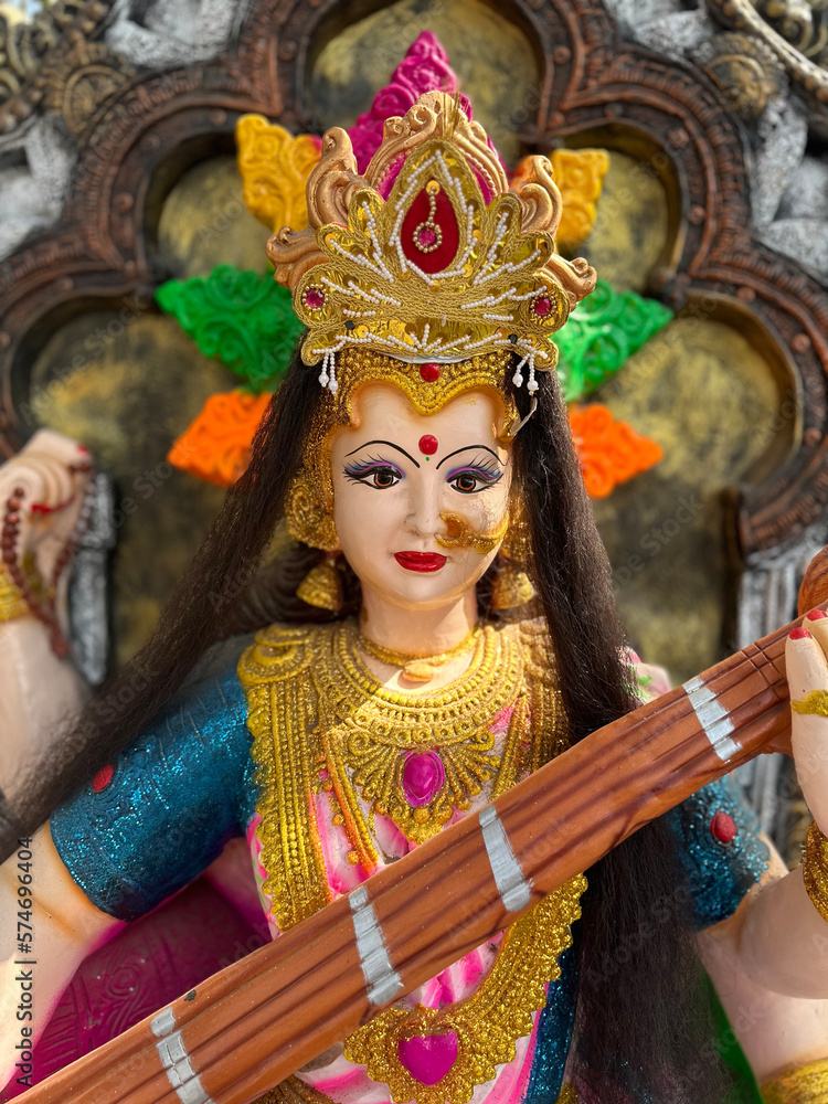 sarswati image with sitar or veena goddess of music hindu sarswati image with sitar or veena goddess of music hindu