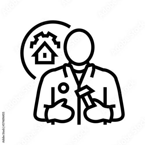 apartment maintenance technician repair worker line icon vector illustration