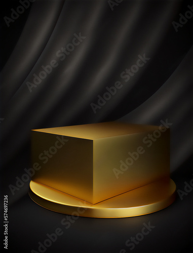 Add a touch of elegance to your product display with a golden podium photo